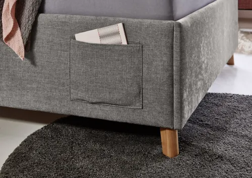 Polsterbett Fun | grau | 140 x 200 cm | ohne Rückenteil | ohne Bettkasten | mit Matratze