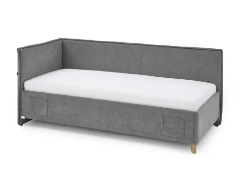 Polsterbett Fun | grau | 90 x 200 cm | mit Rückenteil | mit Bettkasten | ohne Matratze