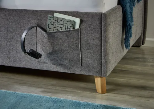 Polsterbett Fun | grau | 90 x 200 cm | mit Rückenteil | ohne Bettkasten | mit Matratze