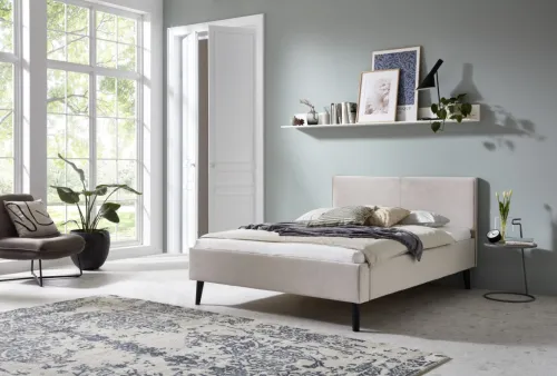 Polsterbett Leira | beige glatt | 140 x 200 cm