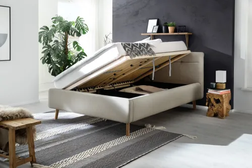 Polsterbett Lotte inkl. Bettkasten | beige | 140/160/180 x 200 cm | verschiedene Größen