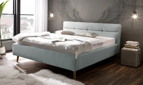 Polsterbett Lotte inkl. Bettkasten | eisblau | 140/160/180 x 200 cm | verschiedene Größen