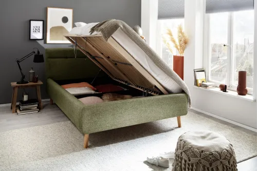 Polsterbett Lotte inkl. Bettkasten | grün | 140/160/180 x 200 cm | verschiedene Größen