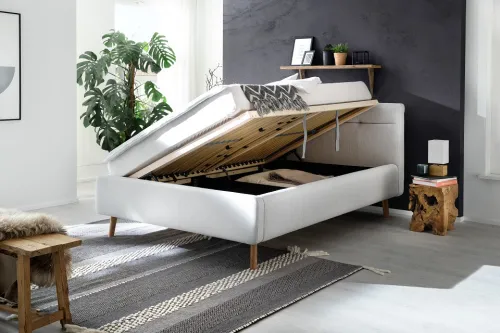 Polsterbett Lotte inkl. Bettkasten | hellgrau | 140/160/180 x 200 cm | verschiedene Größen