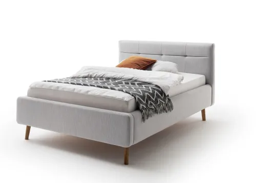 Polsterbett Lotte inkl. Bettkasten | hellgrau | 140 x 200 cm