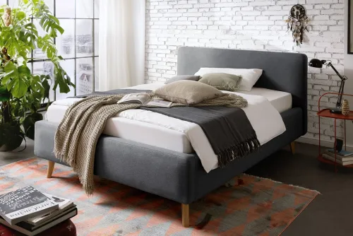 Polsterbett Mattis | anthrazit | 140 x 200 cm | mit Lattenrost & Bettkasten