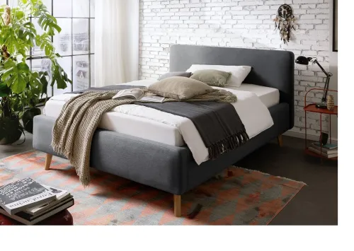 Polsterbett Mattis | anthrazit | 140 x 200 cm | mit Lattenrost & Bettkasten