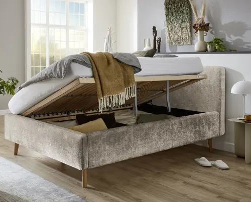 Polsterbett Mattis | beige 3 | 160 x 200 cm | mit Lattenrost & Bettkasten