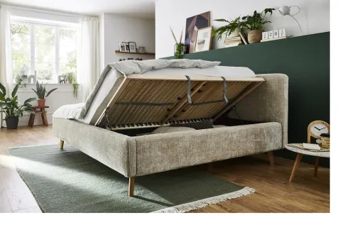 Polsterbett Mattis | beige 3 | 180 x 200 cm | mit Lattenrost & Bettkasten