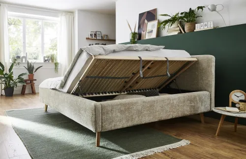 Polsterbett Mattis | beige 3 | 180 x 200 cm | mit Lattenrost & Bettkasten