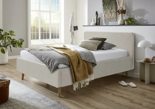 Polsterbett Mattis | beige Flausch | 140/160/180 x 200 cm | verschiedene Größen