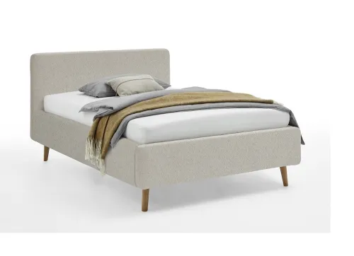 Polsterbett Mattis | beige Flausch | 140 x 200 cm | mit Lattenrost & Bettkasten