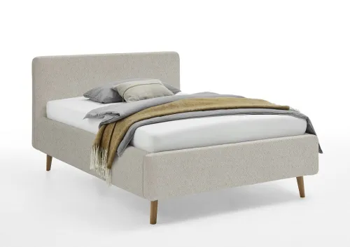 Polsterbett Mattis | beige Flausch | 140 x 200 cm | ohne Lattenrost & Bettkasten