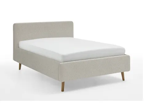 Polsterbett Mattis | beige Flausch | 140 x 200 cm | ohne Lattenrost & Bettkasten