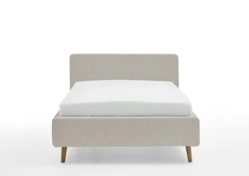 Polsterbett Mattis | beige Flausch | 140 x 200 cm | ohne Lattenrost & Bettkasten