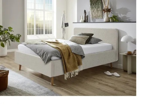 Polsterbett Mattis | beige Flausch | 140 x 200 cm | ohne Lattenrost & Bettkasten