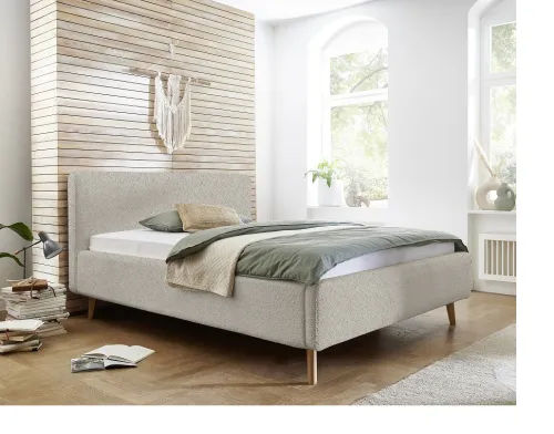 Polsterbett Mattis | beige Flausch | 180 x 200 cm | ohne Lattenrost & Bettkasten