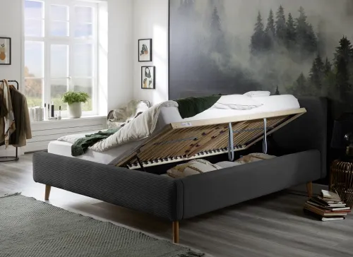 Polsterbett Mattis Cord | anthrazit | 140/160/180 x 200 cm | verschiedene Größen