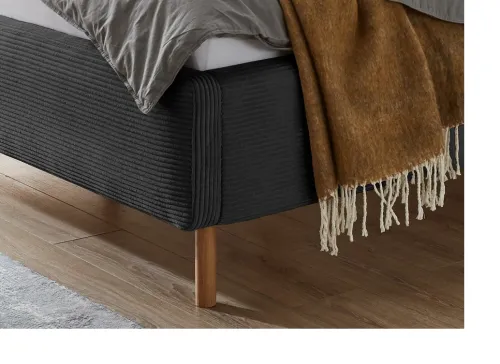 Polsterbett Mattis Cord | anthrazit | 140 x 200 cm | mit Lattenrost & Bettkasten