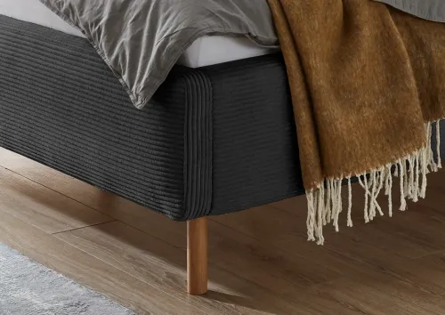 Polsterbett Mattis Cord | anthrazit | 160 x 200 cm | mit Lattenrost & Bettkasten