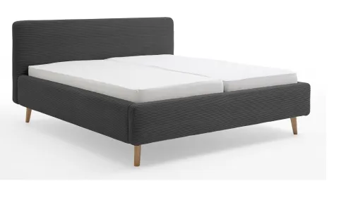 Polsterbett Mattis Cord | anthrazit | 180 x 200 cm | mit Lattenrost & Bettkasten
