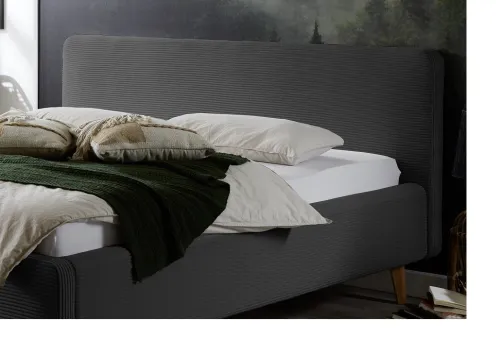 Polsterbett Mattis Cord | anthrazit | 180 x 200 cm | mit Lattenrost & Bettkasten