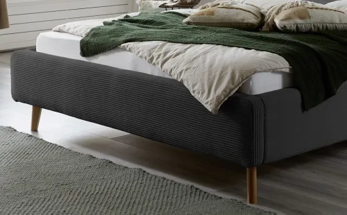Polsterbett Mattis Cord | anthrazit | 180 x 200 cm | mit Lattenrost & Bettkasten