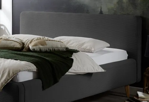 Polsterbett Mattis Cord | anthrazit | 180 x 200 cm | mit Lattenrost & Bettkasten