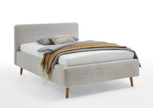 Polsterbett Mattis Cord | beige | 140 x 200 cm | mit Lattenrost & Bettkasten