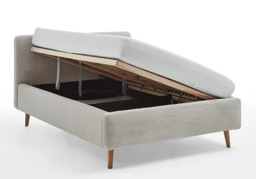 Polsterbett Mattis Cord | beige | 140 x 200 cm | mit Lattenrost & Bettkasten