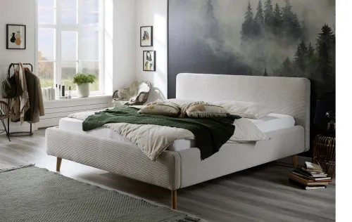 Polsterbett Mattis Cord | beige | 180 x 200 cm | ohne Lattenrost & Bettkasten