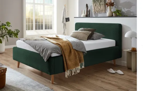 Polsterbett Mattis Cord | dunkelgrün | 160 x 200 cm | mit Lattenrost & Bettkasten