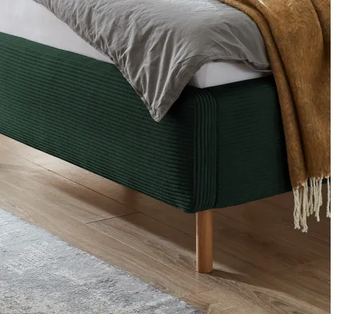 Polsterbett Mattis Cord | dunkelgrün | 160 x 200 cm | mit Lattenrost & Bettkasten