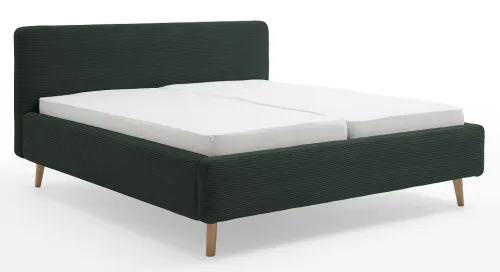 Polsterbett Mattis Cord | dunkelgrün | 180 x 200 cm | mit Lattenrost & Bettkasten