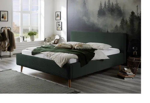 Polsterbett Mattis Cord | dunkelgrün | 180 x 200 cm | mit Lattenrost & Bettkasten