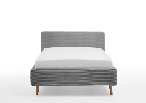 Polsterbett Mattis Cord | grau | 140 x 200 cm | mit Lattenrost & Bettkasten