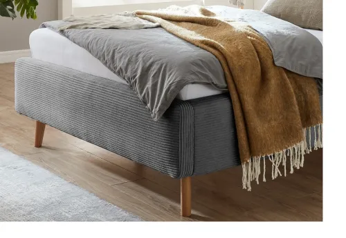 Polsterbett Mattis Cord | grau | 160 x 200 cm | ohne Lattenrost & Bettkasten