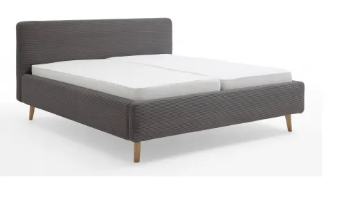 Polsterbett Mattis Cord | grau | 180 x 200 cm | mit Lattenrost & Bettkasten