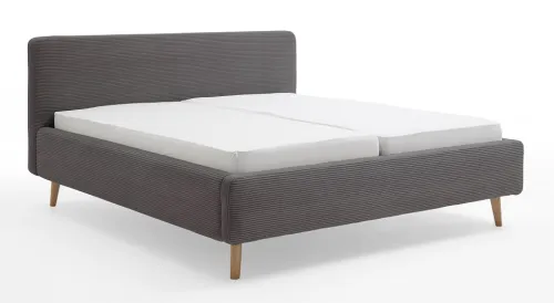 Polsterbett Mattis Cord | grau | 180 x 200 cm | mit Lattenrost & Bettkasten