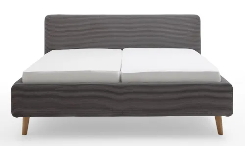 Polsterbett Mattis Cord | grau | 180 x 200 cm | mit Lattenrost & Bettkasten