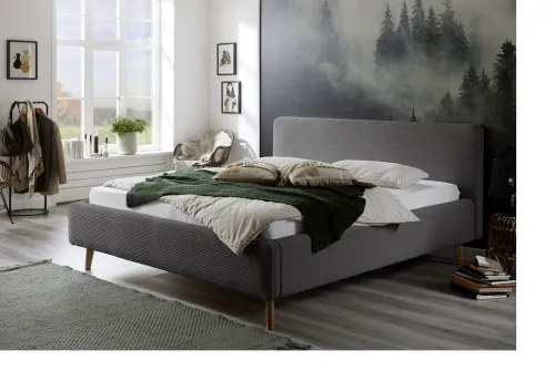 Polsterbett Mattis Cord | grau | 180 x 200 cm | ohne Lattenrost & Bettkasten