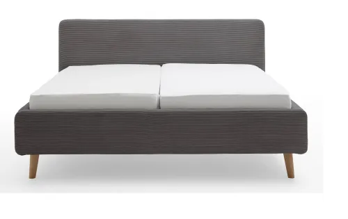 Polsterbett Mattis Cord | grau | 180 x 200 cm | ohne Lattenrost & Bettkasten