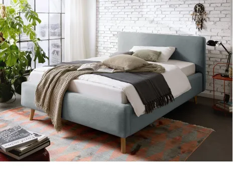 Polsterbett Mattis | eisblau | 140 x 200 cm | ohne Lattenrost & Bettkasten