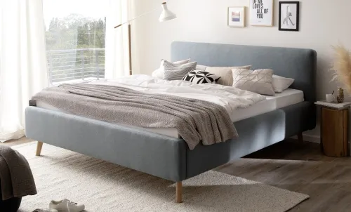 Polsterbett Mattis | eisblau | 160 x 200 cm | ohne Lattenrost & Bettkasten