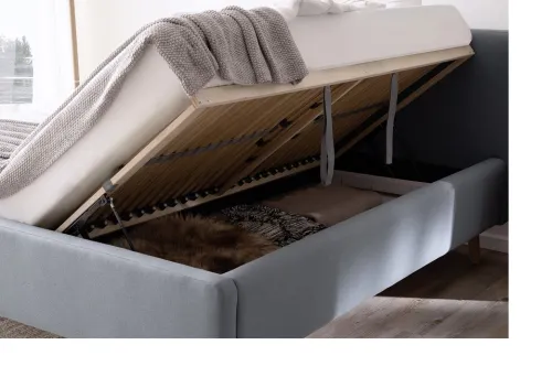 Polsterbett Mattis | eisblau | 180 x 200 cm | mit Lattenrost & Bettkasten