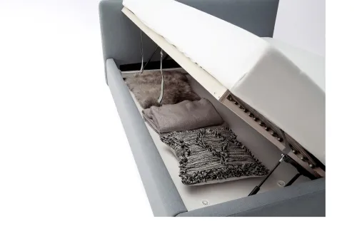 Polsterbett Mattis | eisblau | 180 x 200 cm | mit Lattenrost & Bettkasten