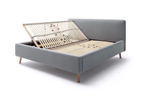 Polsterbett Mattis | eisblau | 180 x 200 cm | mit Lattenrost & Bettkasten