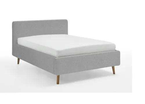 Polsterbett Mattis | grau Flausch | 140 x 200 cm | mit Lattenrost & Bettkasten