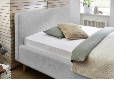 Polsterbett Mattis | grau Flausch | 140 x 200 cm | ohne Lattenrost & Bettkasten