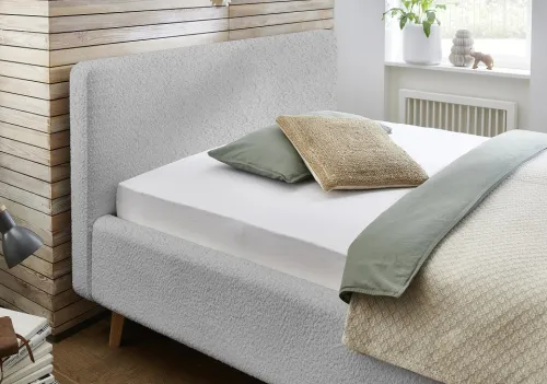 Polsterbett Mattis | grau Flausch | 140 x 200 cm | ohne Lattenrost & Bettkasten